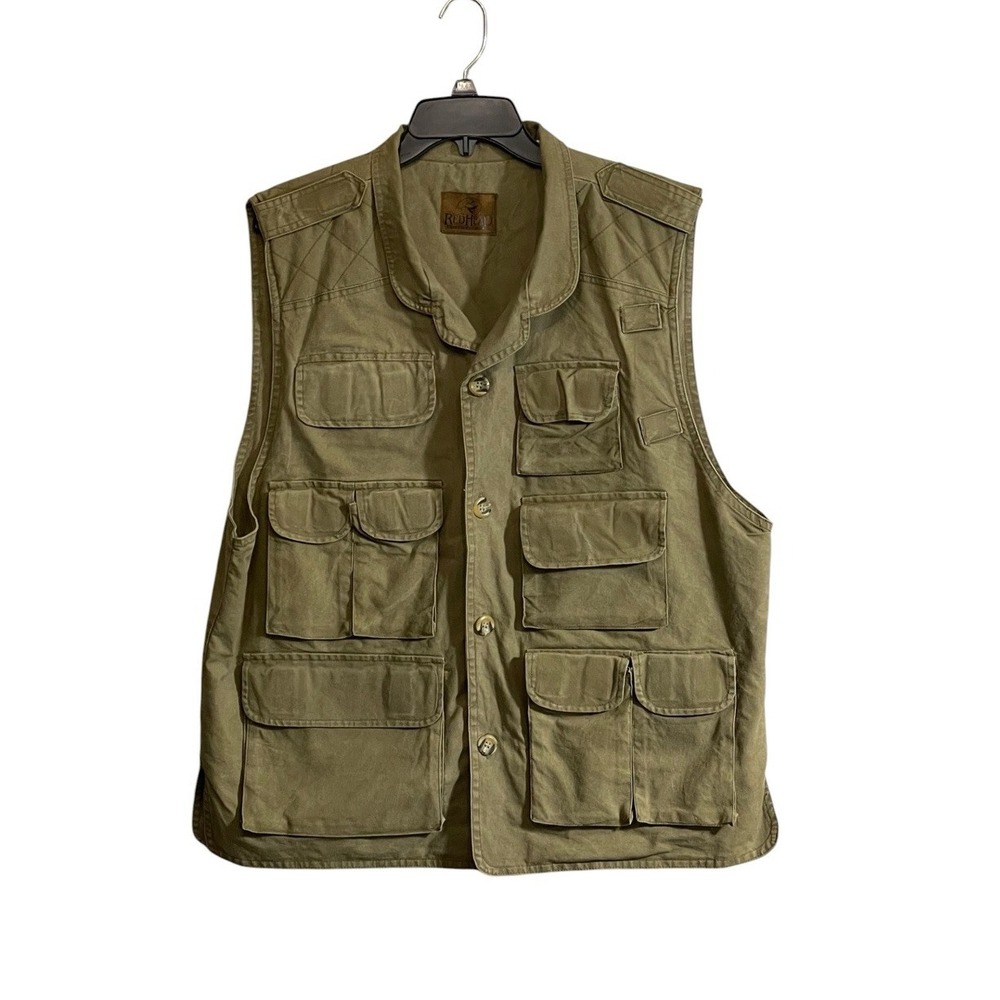 Vtg RedHead Vest Large Tall Canvas Cargo Safari Utility Hunting Hiking Tactical
